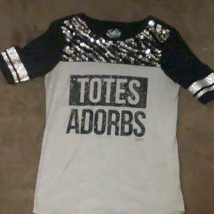 sequin and glitter “totes adorbs” long tee shirt